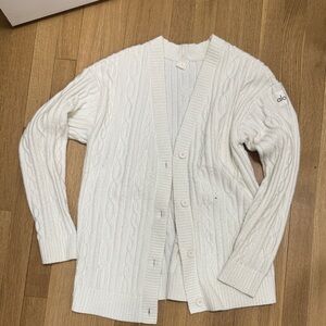 ALO Yoga Ivory Cable Knit Cardigan